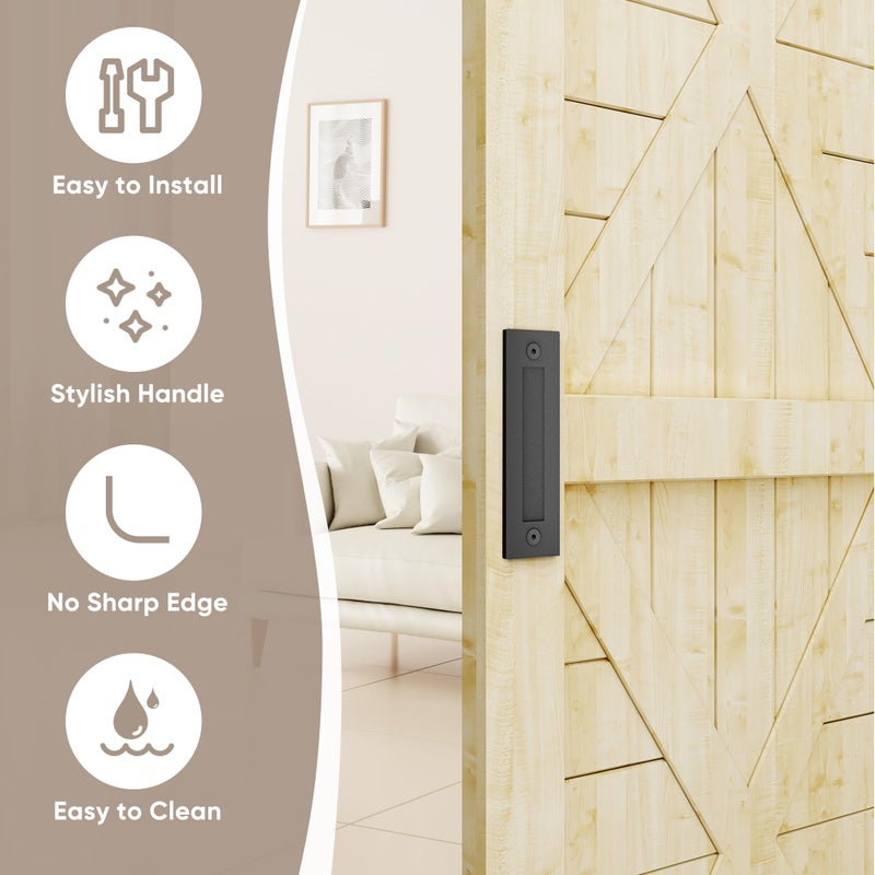 JUBEST 8-3/5'' Sliding Barn Door Handle Modern Simple Finger Flush Pull Handle for Gates Garages Sliding Doors Cabinets Closet and Drawers, Matte Black - Image 2